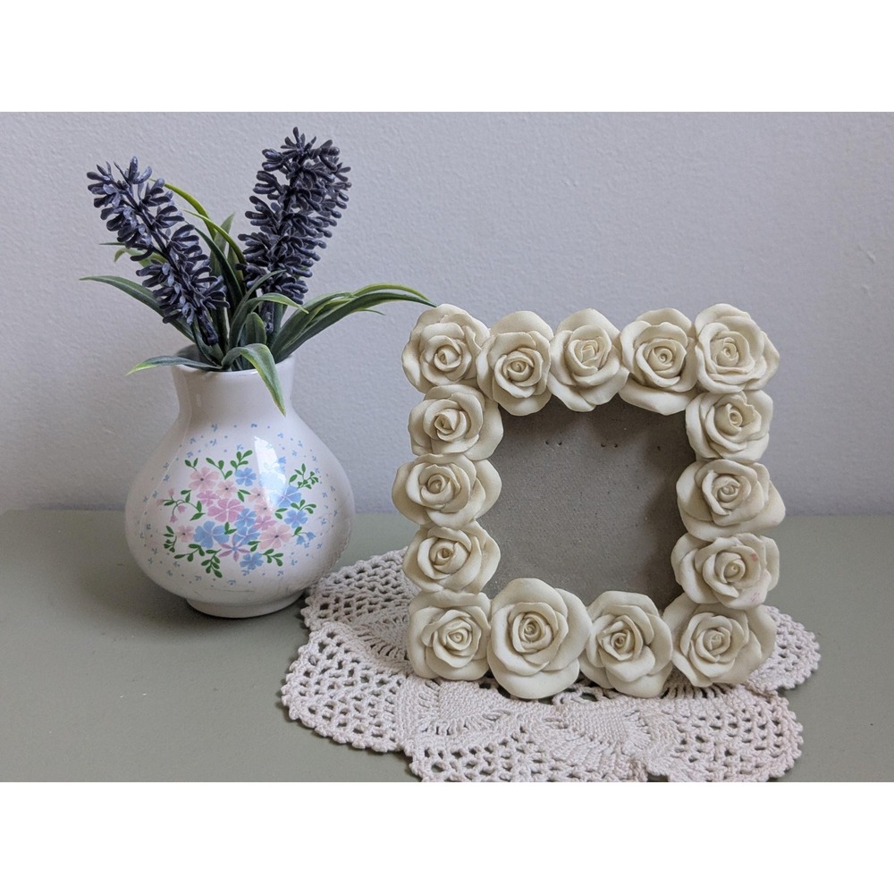 Vintage Elegance by Amscan Rose Photo Frame Ivory Floral Cottagecore Decor